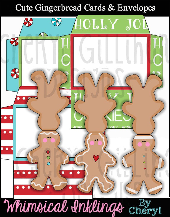 Cute Gingerbread Cards & Envelopes