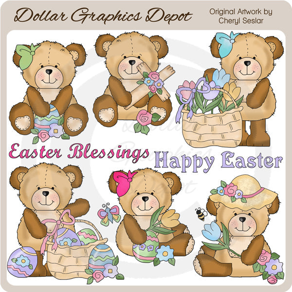 Cutesy Bears - Easter - Clip Art