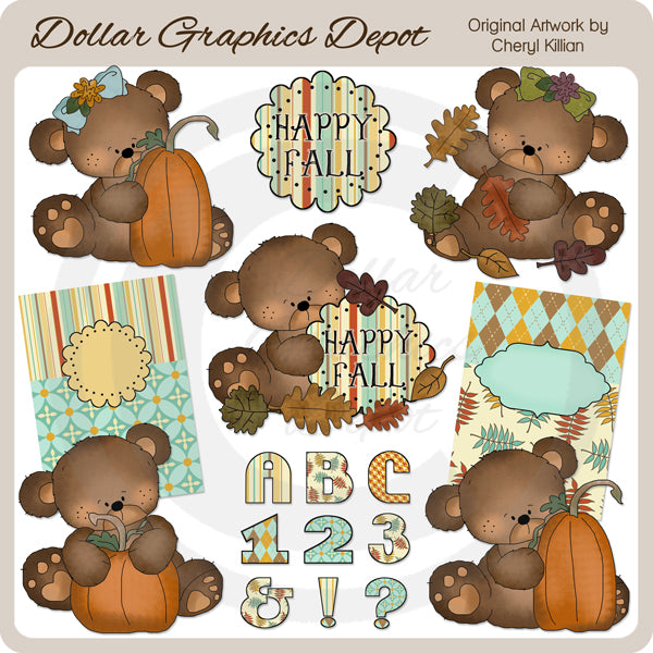 Cutie Bears - Happy Fall - Clip Art