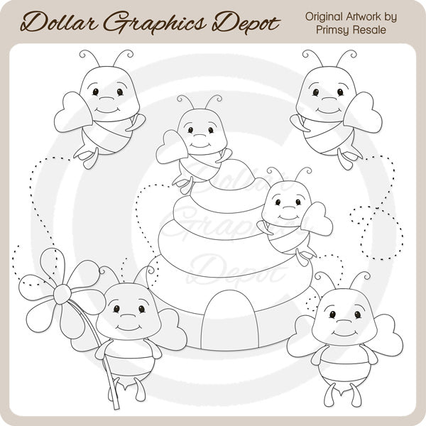 Cutie Bees - Digital Stamps