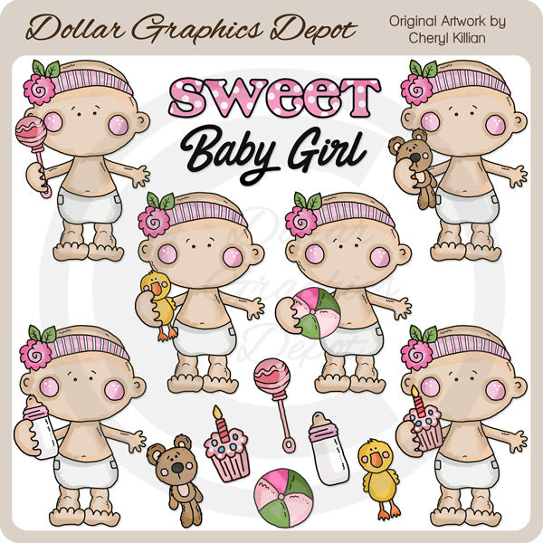 Cutie Pie Baby Girls 1 - Clip Art