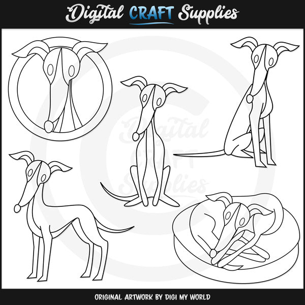 Dash - Italian Greyhound - Digital Stamps