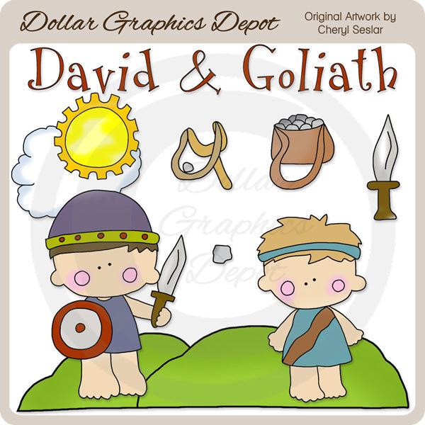 David and Goliath - Clip Art