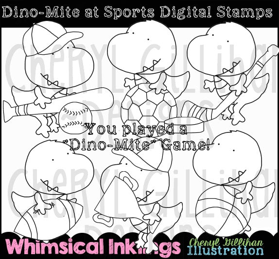 Dinomite At Sports - Digital Stamps