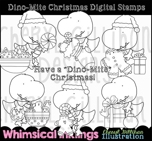 Dinomite Christmas - Digital Stamps