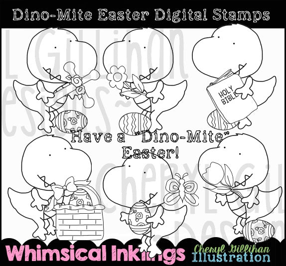 Dinomite Easter - Digital Stamps