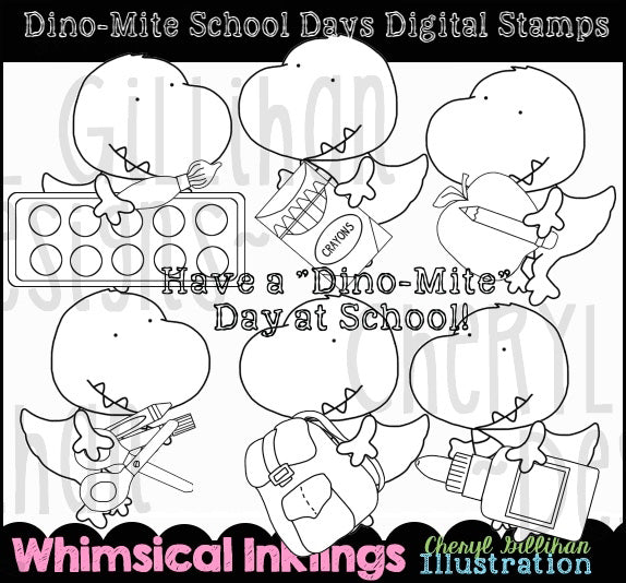 Dinomite School Days - Digital Stamps
