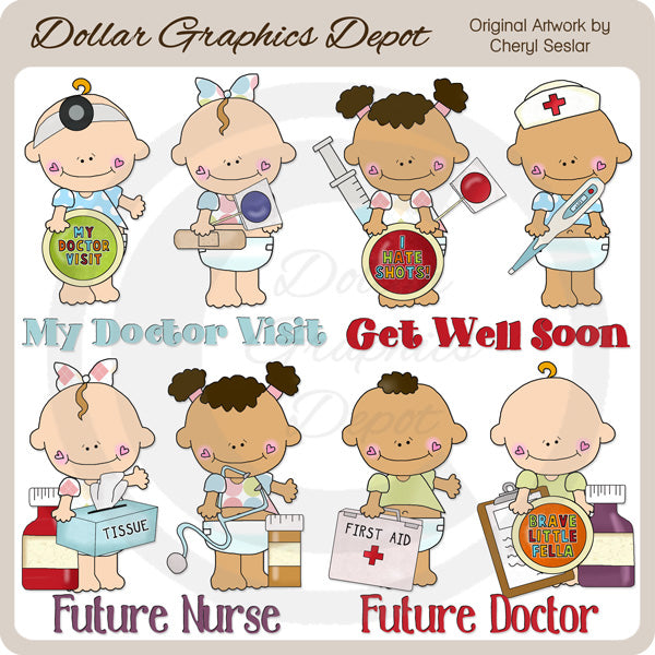 Doctor Visit Babies - Clip Art - DCS Exclusive