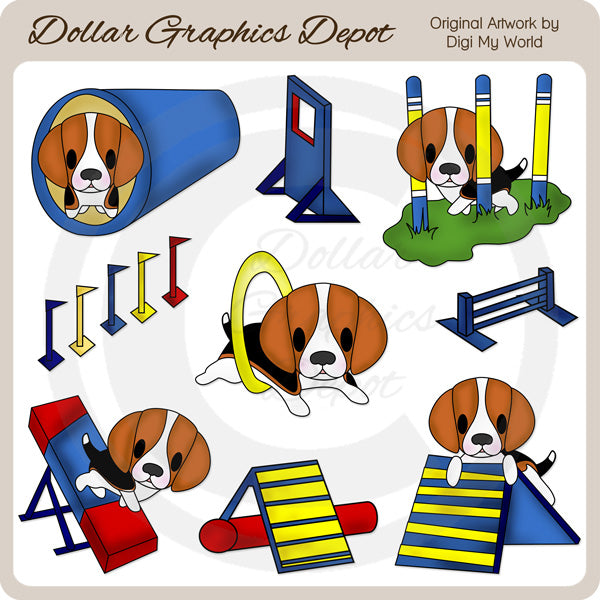 Dog Agility - Beagle - Clip Art