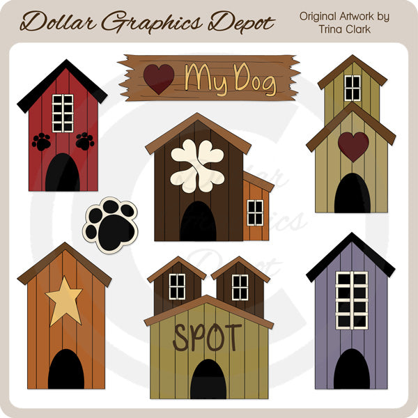 Doghouses - Clip Art
