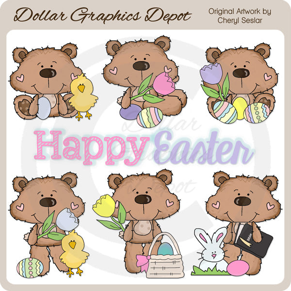 Dotty Bear - Easter Time - Clip Art