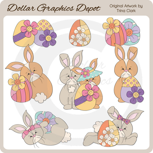 Easter Bunnies 4 - Clip Art