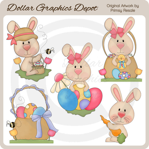 Easter Bunnies 5 - Clip Art