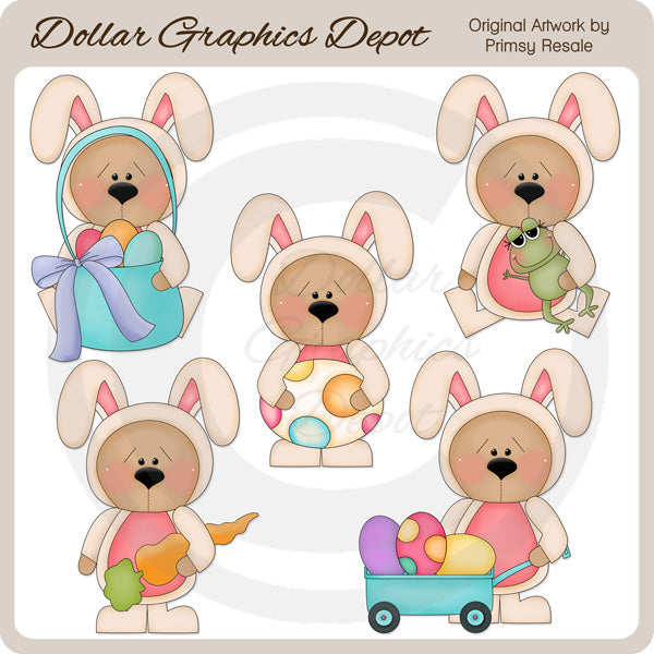 Easter Bunny Bears 1 - Clip Art