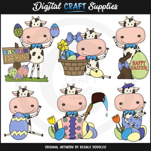 Easter Cows - Clip Art