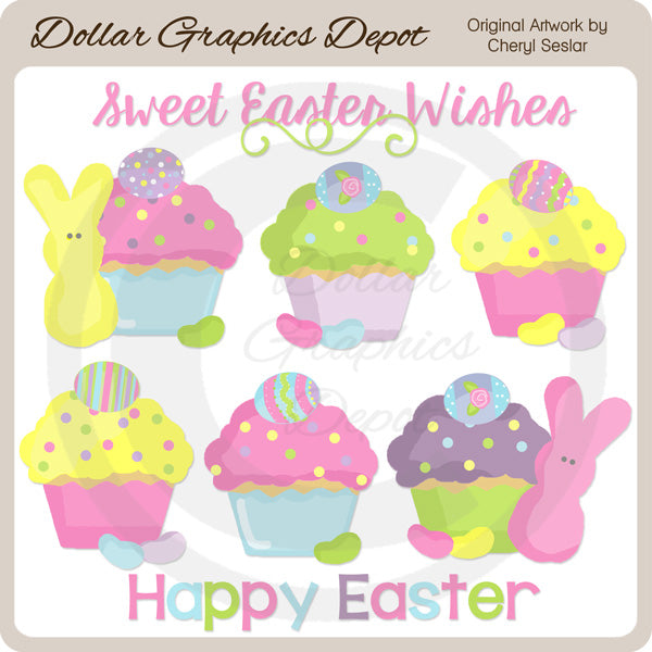 Easter Cupcakes - Clip Art