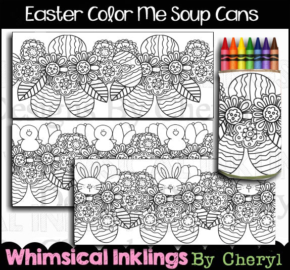 Etiquetas para latas de sopa Easter Color Me (WI)