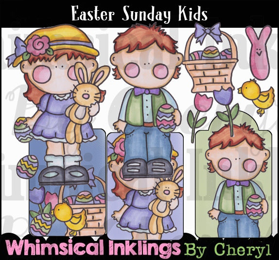 Easter Sunday Kids_Hand Colored Graphic Collection