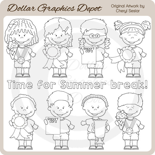 End Of Year Kids - Digital Stamps