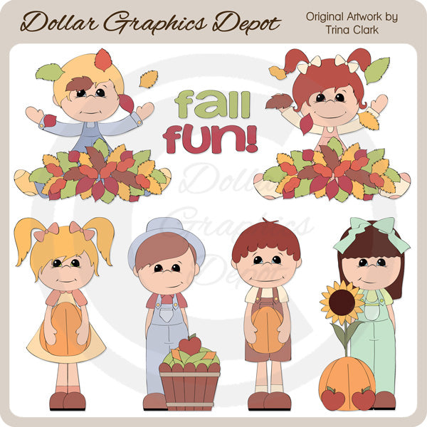 Fall Kids 1 - Clip Art