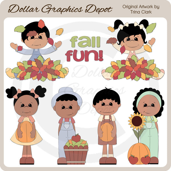 Fall Kids 2 - Clip Art
