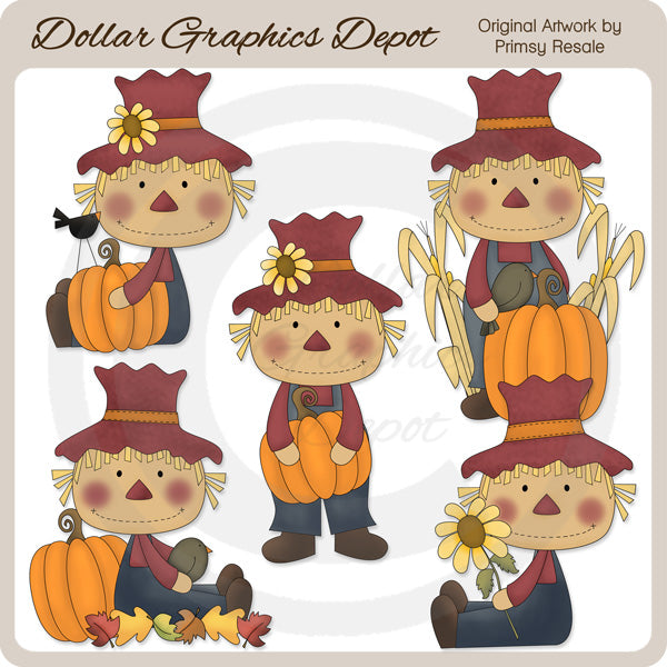 Fall Scarecrows - Clip Art