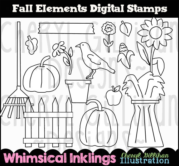 Fall & Autumn Elements - Digital Stamps