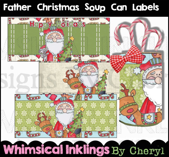 Father Christmas Soup Can Labels