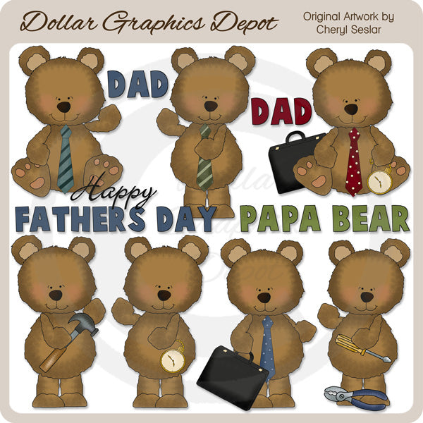 Father's Day Bears 2 - Clip Art