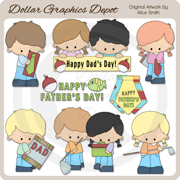 Father's Day Kids 1 - Clip Art