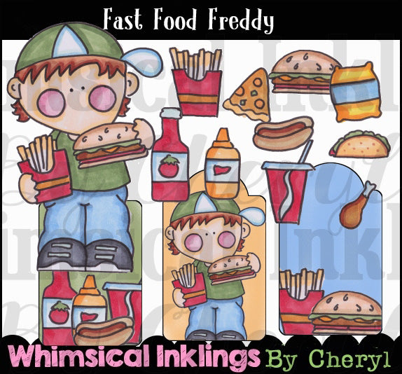 Fast Food Freddy... Grafica colorata a mano