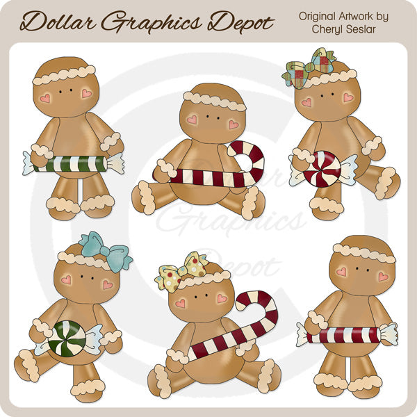 Festive Gingers - Christmas Candy - Clip Art