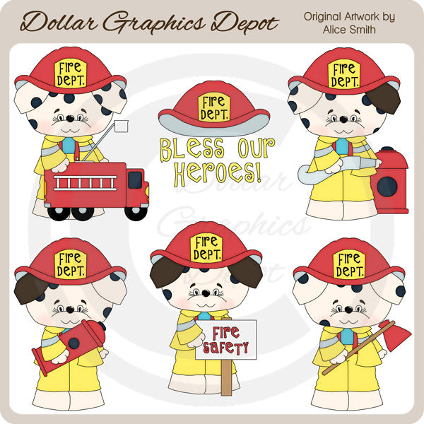 Firemen Pups - Clip Art - DCS Exclusive