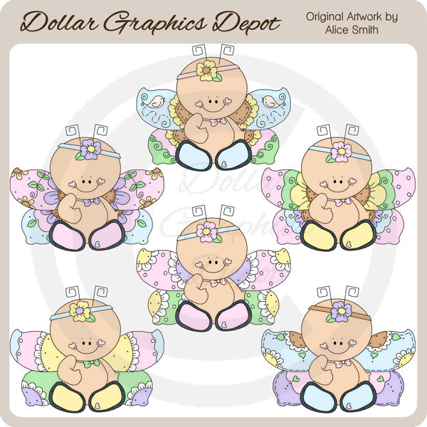 Mariposas florales - Clipart - Exclusivo de DCS