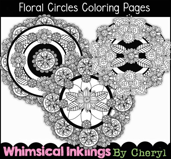 Páginas para colorear de círculos florales (WI)