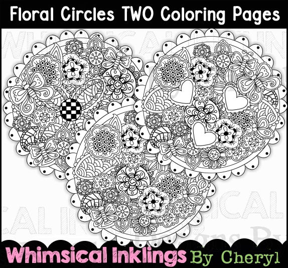 Floral Circles Two Color Me Pages   (WI)