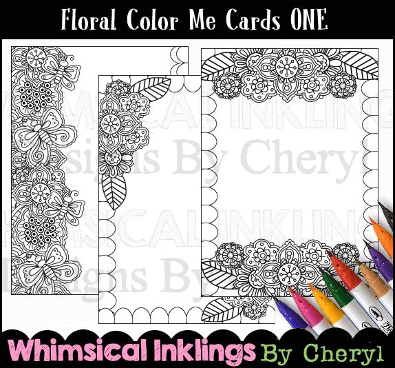 Floral Color Me Card Fronts One  (WI)