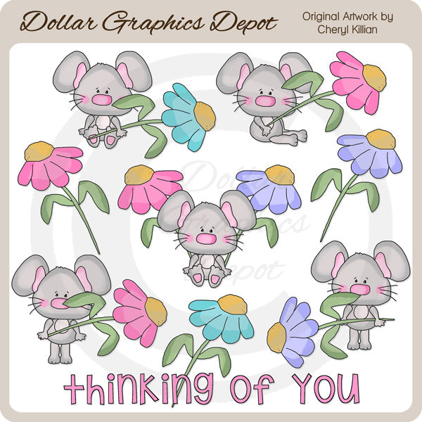 Flower Mice - Clip Art