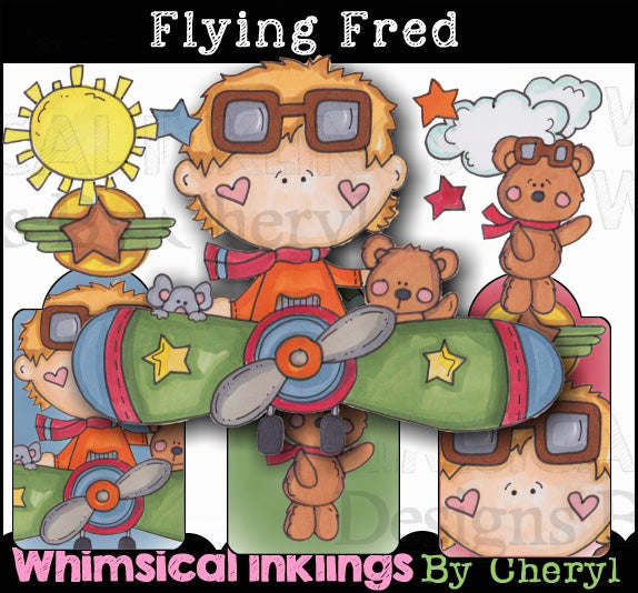 Flying Fred...Hand Colored Graphics