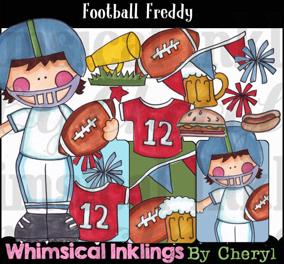 Football Freddy...Hand Colored Graphics