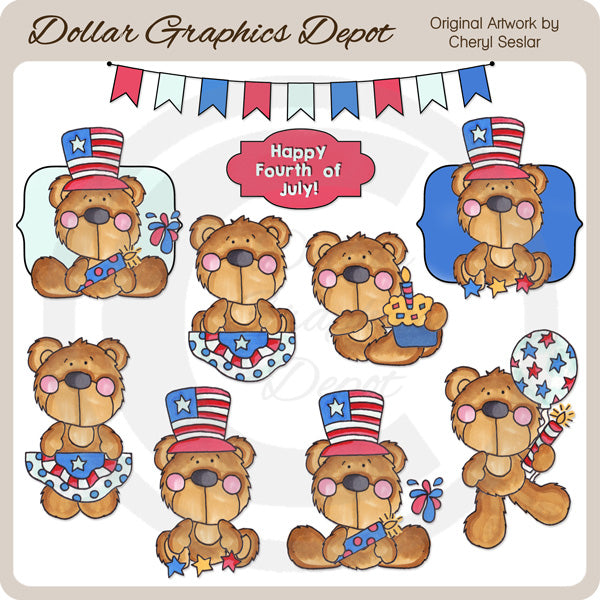 Fourth Of July Bears 1 - Clip Art
