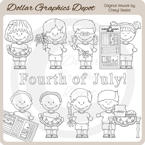 Fourth of July Kids - Digital Stamps
