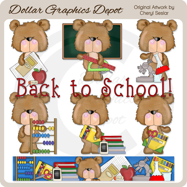Freddy Bear - Back To School - Clip Art