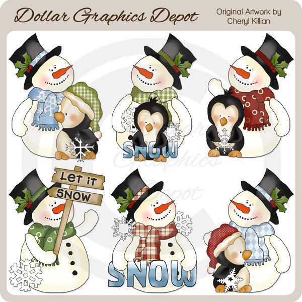 Frosty Fred and Friends Love Snow - Clip Art