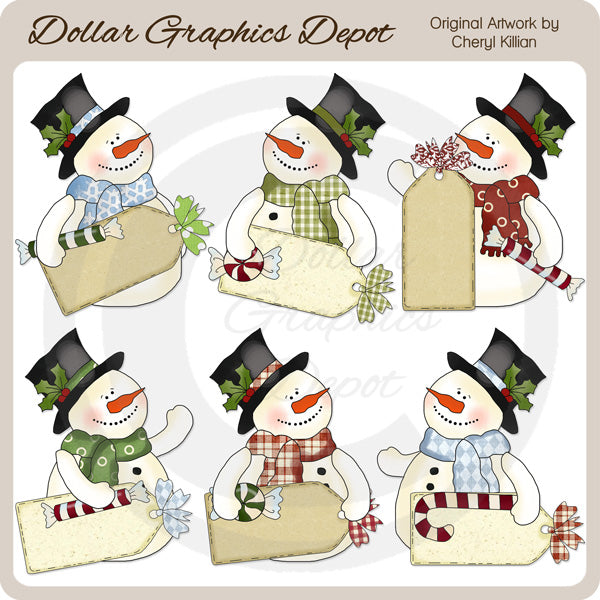 Frosty Fred Christmas Tags - Clip Art