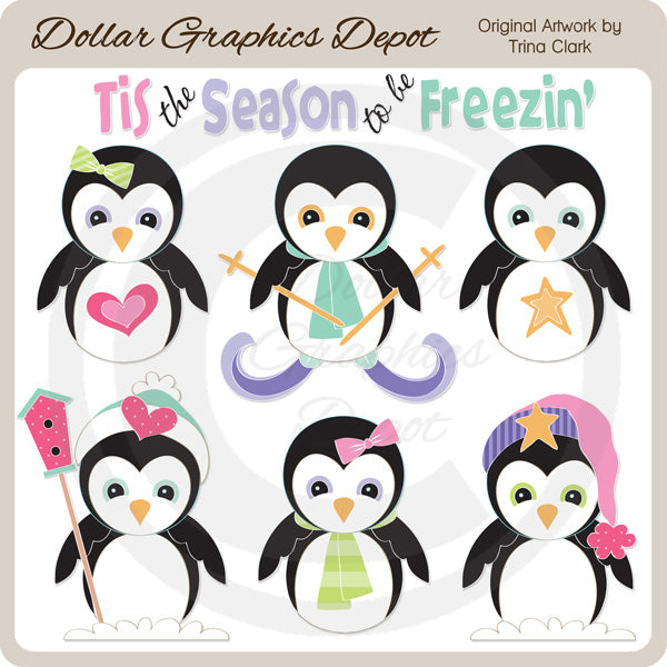 Frosty Penguins - Clip Art
