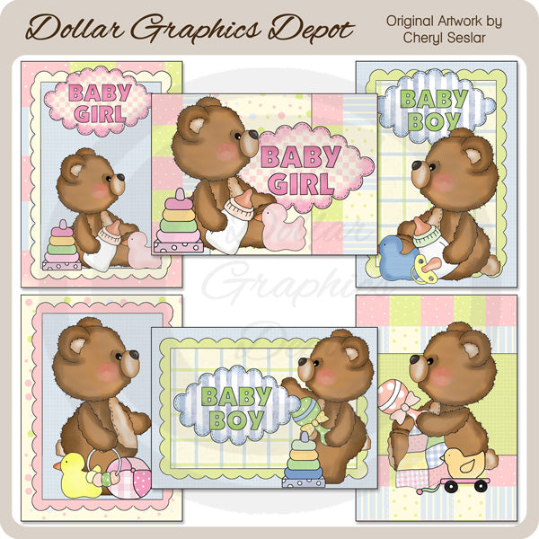 Fuzzy Cubs Baby Cards - Printables