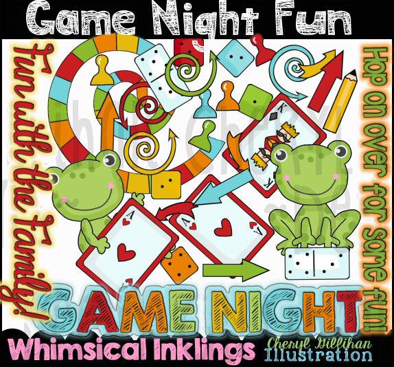 Diversión nocturna de juegos...Clipart gráfico