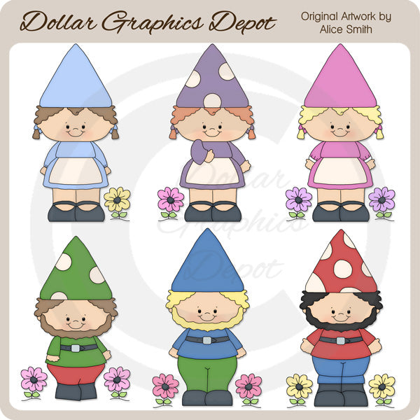 Garden Gnomes - Clip Art - DCS Exclusive