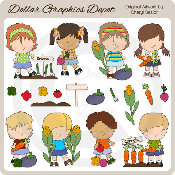 Garden Kids 1 - Clip Art
